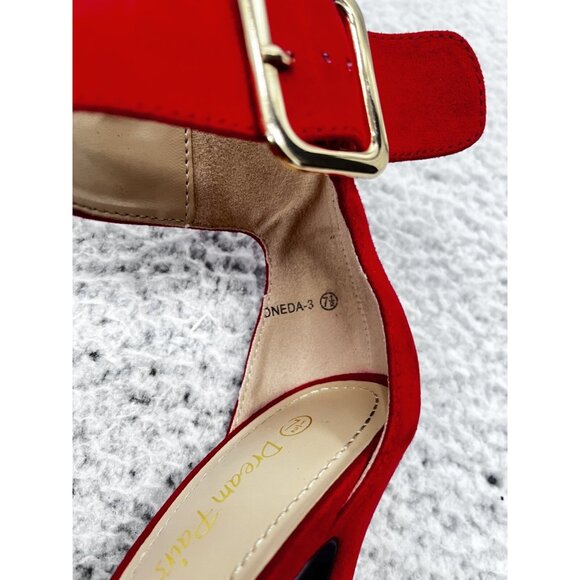 Dream Pairs Red Open Toe Platform Stiletto High Heels Ankle Straps Size 7.5 - Picture 3 of 11